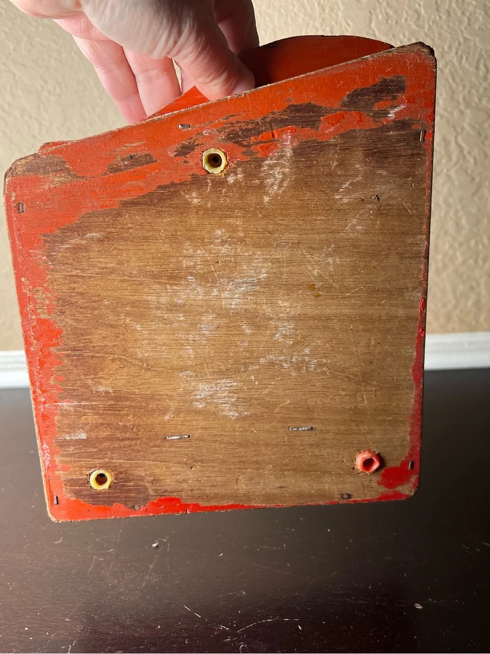 Vintage 1950s Orchestra Piano Toy Grand Piano Red Chippy Paint